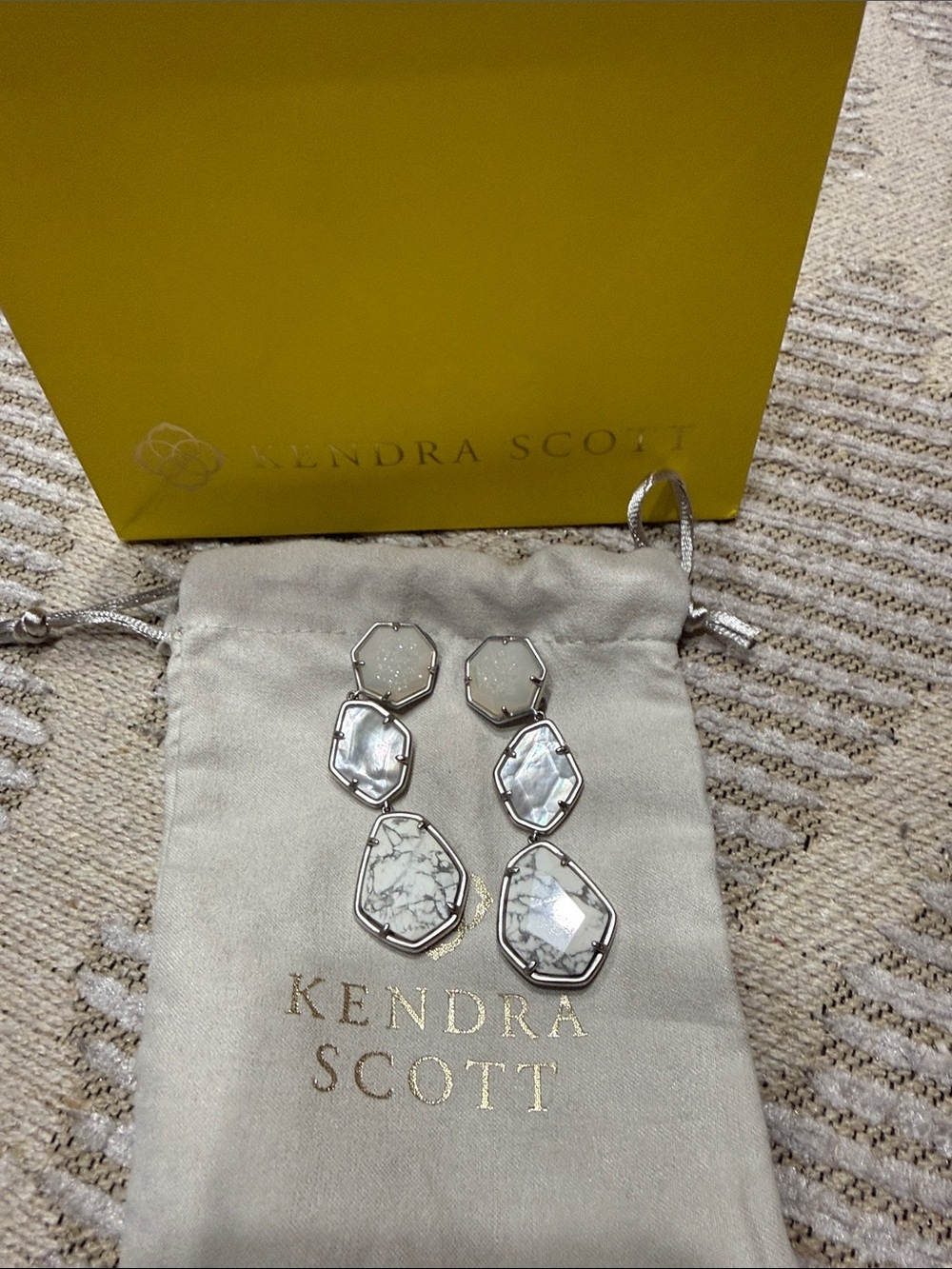 Kendra Scott White Howlite & Mother-of-Pearl Triple Drop Earrings